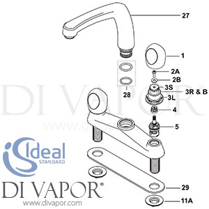 Ideal Standard Sandringham Sink Mixer Kitchen Tap Spare Parts - IDL DV 269